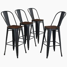 Bar Stools Set of 4 Metal Counter Height Tall Chairs With Backrest Dining Chair