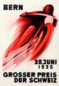 Kunstanzeige Großer Preis der Schweiz 1935 Motorrad Bike Poster Druck - Bild 1 von 1