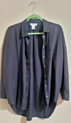 EUC For The Republic Button Down Shirt Women's M Black Oversized Minimalist  - Image 1 of 3