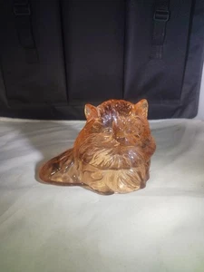 Tapa de vidrio vintage ámbar rosa gato persa solamente - Imagen 1 de 8