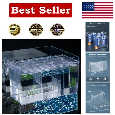 Acrylic Fish Breeder Box with 3 Chambers - Safe Haven for Fry & Aggressive Fish - Image 1 of 4