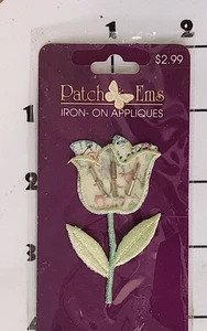 Beaded Tulip Patch Iron On New NWT NOS Sealed Embroidered Flower - Picture 1 of 1