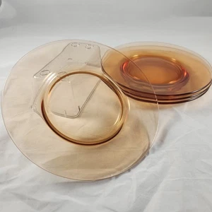 Set of 4 Vintage Duralex Lys Amber Glass Dessert Cake Tea Plates, 7.25" France - Picture 1 of 5