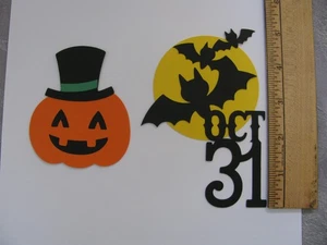 2 Piezas HALLOWEEN Troquelado OCT 31 MOON JACK O LINTERN Papel Piezas HECHO A MANO NUEVO - Imagen 1 de 1
