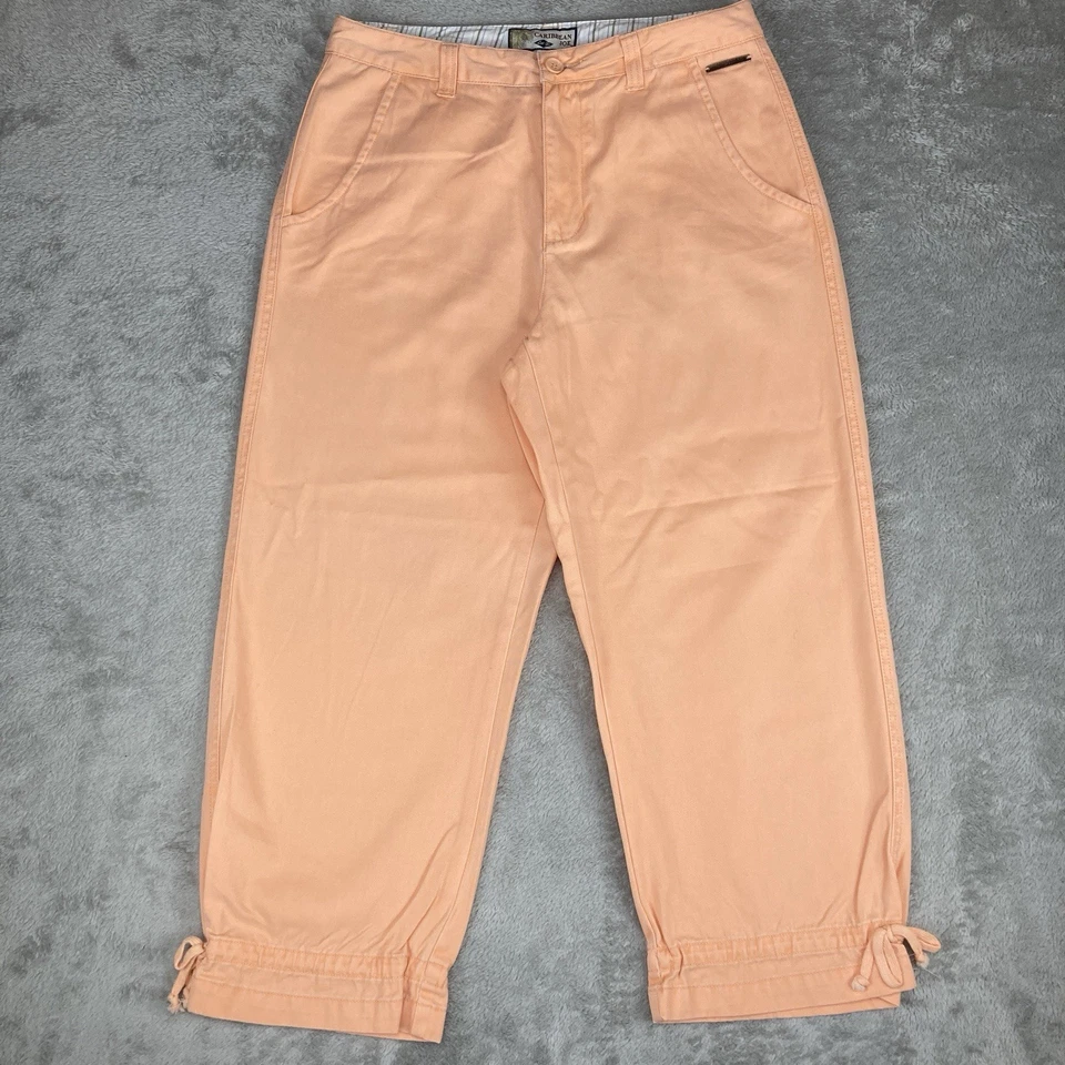 Брюки-капри Caribbean Joe размер 8 коралловые пески 100% хлопок с откидными карманами - Изображение 1 из 4