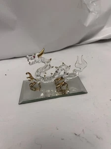 Chinese Crystal Dragon on Mirror with red eyes by Glass Baron 54 577C-K - Picture 1 of 6