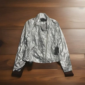 Ci Sono Ladies New Tag Silver ZipUp Jacket Size XL Zip Pockets - Picture 1 of 7