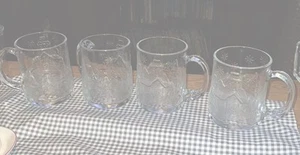 Luminarc Arcoroc Through The Woods Collection of 4 Clear Glass Mugs VINTAGE - Picture 1 of 19