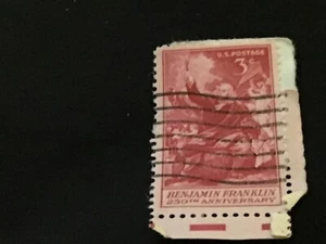 Franklin 3 Cent 1955 Postage Stamp 250 Year Ben Franklin Anniversary - Picture 1 of 2