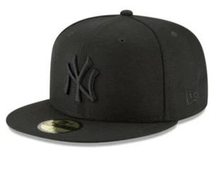 New York Yankees MLB Authentic New Era 59FIFTY Fitted Cap HAT 5950 All Black out - Picture 1 of 7