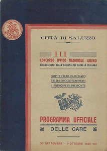 Saluzzo III Concorso Ippico Nazionale Libero 1933 - Programma Ufficiale Gare - Picture 1 of 4