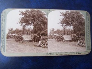 Tarjeta estéreo con vista estéreo soldados militares del ejército Primera Guerra Mundial - Imagen 1 de 1