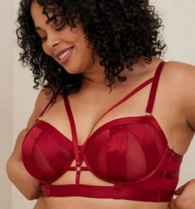 Torrid 2 2x Plus RED Overt STRAPPY MESH UNDERWIRE BRA Fetish Date NWT - Picture 1 of 5