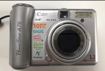 Canon PowerShot A75 3.2MP Digital Camera - Silver (D32) - Image 1 of 4