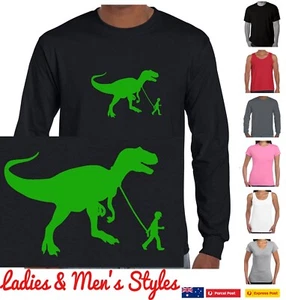 Funny T-Shirts Boy walking dinosaur Birthday Gift Christmas retro prints Tee's - Picture 1 of 36