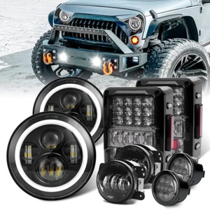 8pc For Jeep JK 07-18 LED Tail Light 7" Headlight Turn Signal Fog Lamp Combo Set - Bild 1 von 18