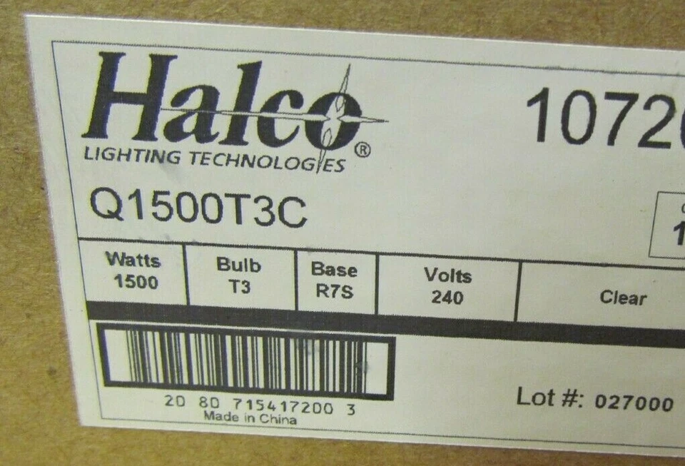 New Old Stock Genuine HALCO Prism Q1500T3C 1500W 240V R7S Base - Image 1 of 2