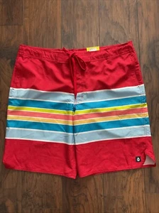 O’Rageous Mens Sz 2XL Swim True Board Short Salsa Stripes Red 26-P1-35 NWT  F1 - Picture 1 of 8