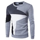 Fashionable Men&#39;s Color Block Crewneck Sweatshirt Long Sleeve Autumn Spring Top