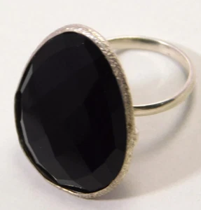 Big Black Onyx Ring Chacker Cut Gemstone Ring 925 Silver Jewelry - Picture 1 of 5