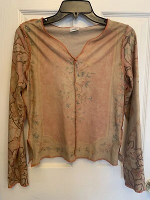 Blusa Love Amour Vintage Cor Camelo Estampa Floral Tamanho 2 - Imagem 1 de 4