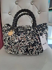 Alex Max traumhaft schöne glitzer Pailletten Handtasche Abendtasche silberfarben - Bild 1 von 4