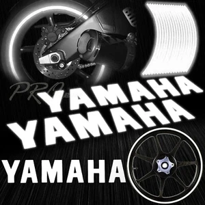 8"Reflective Logo Decal+16"17"18" Rim Tape/Wheel Stripe Sticker for Yamaha White - Picture 1 of 11