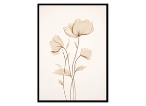 Eleva tus paredes con dibujo de línea pared decoración del hogar flores arte pared impresión - Imagen 1 de 5