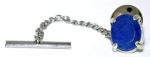11x9 Oval Lapis Lazuli Gemstone Gem Stone Sterling Tie Tack ESTT308/101123 - Picture 1 of 2