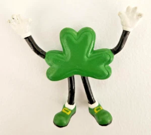 Applause PIN FIGURE St Patrick Vtg SHAMROCK Anthropomorphic '88 BENDY MAN Brooch - Picture 1 of 3