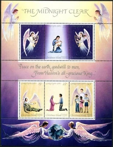 1980 Isla de Navidad edición navideña The Midnight transparente mini hoja montada, limpia - Imagen 1 de 1