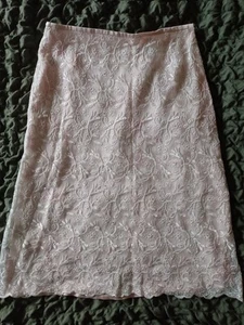 Escada Pink Silk Embroidered Skirt Size 10 VGC - Picture 1 of 5