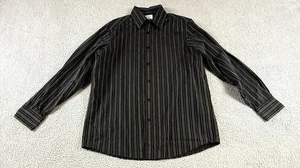 Concepts by Claiborne Black Men Size L Striped Cotton Business Button Up Shirt - Picture 1 of 11
