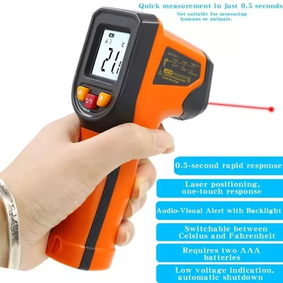Laser Infrared Thermometer Temperature Gun Pizza Oven Cooking Barbecue Grilling - Image 1 of 4