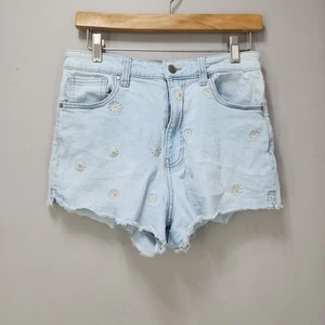 Celebrity Pink Juniors 11 Waist 30 Daisy Embroidered Cut Off Stretch Jean Shorts - Picture 1 of 9