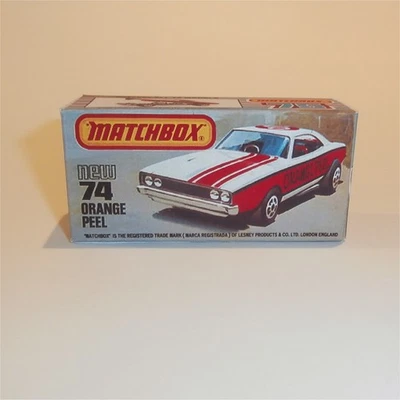 Matchbox Lesney Superfast 74f Dodge Charger Naranja Cáscara Vacía Estilo K Caja Repro Foto 1 de 4