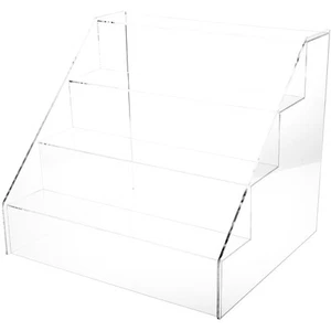 Escaleras de exhibición delanteras abiertas de acrílico Plymor de 4 pasos, 16,25" de alto x 18,25" de ancho x 16,25" de profundidad - Imagen 1 de 1