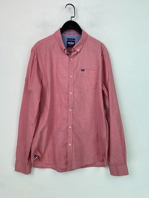 Superdry Camisa Micro Punto Roja Corte Regular Manga Larga Con Botones UK XL Foto 1 de 4