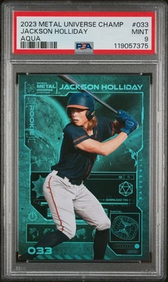 JACKSON HOLLIDAY ROOKIE 2023 SkyBox Metal Universe #33 AQUA PSA 9 POP 2 + COUPON - Image 1 of 2