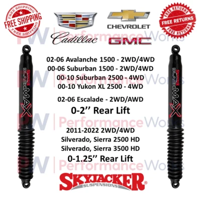 Par de amortiguadores Skyjacker MAX negros elevador trasero de 1,25" y 2" para Cadillac, Chevrolet, GMC Foto 1 de 4