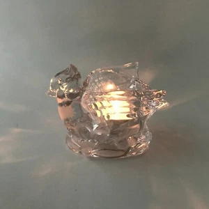 GORHAM "HOLIDAY TRADITIONS" CARDINAL Clear CRYSTAL Votive CANDLE HOLDER GERMANY - Picture 1 of 10