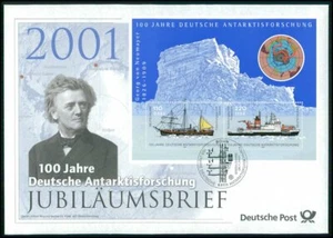 ANIVERSARIO POSTAL ALEMÁN-FDC 2001 BARCOS DE INVESTIGACIÓN ANTÁRTICA GAUSS POLARSTERN u781 - Imagen 1 de 4