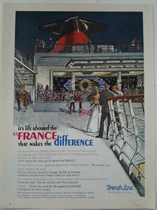 1966 French line cruise ship France makes the difference vintage art ad - Picture 1 of 1