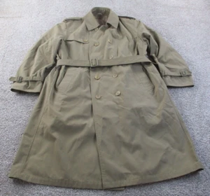 VTG Mens Oleg Cassini All Season Trench Coat Tan 44 R Double Breasted Belt Liner - Picture 1 of 11