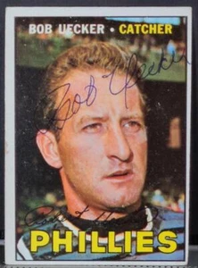 Tarjeta firmada vintage Topps #326 1967 Bob Uecker Phillies Hard JSA - Imagen 1 de 3