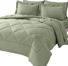 CozyLux King Bed in a Bag 7-Pieces Comforter Sets with Comforter and Sheets Beig