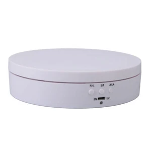 Motorized Rotating Display Stand White 3 Speeds Adjust Angle USB Charging Round - Picture 1 of 24