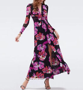 Diane von Furstenberg Nylon V-neck Floral Maxi Dress
