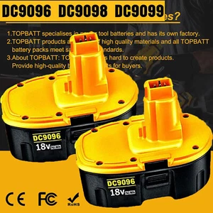 1-2Pcs 18 Volt Replacement for Dewalt DC9096 NiMH Battery DC9098 DC9099 DE9096 - Picture 1 of 14
