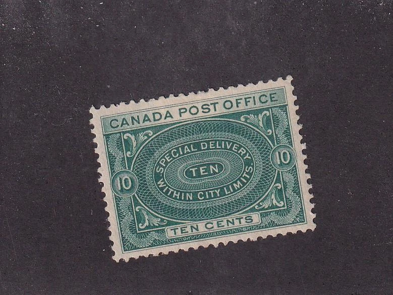 CANADA # E1 VF-MH 10cts GREEN SPECIAL DELIVERY CAT VALUE $150 - Image 1 of 1